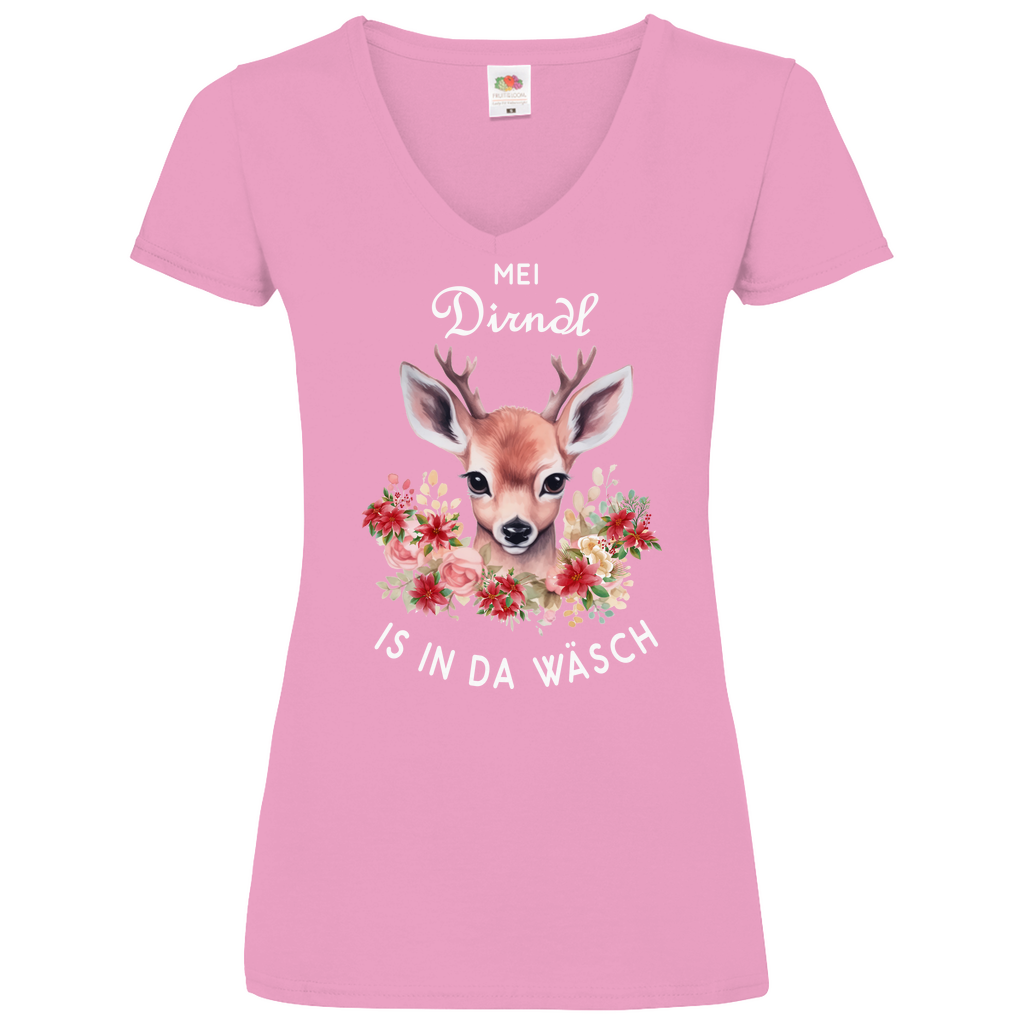 Mei Dirndl is in da Wäsch | Damen V-Neck T-Shirt