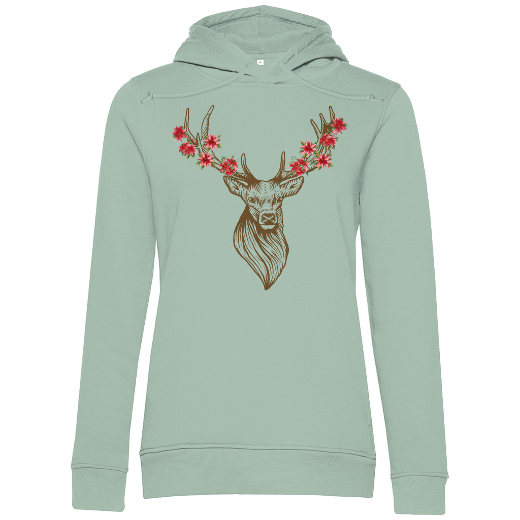 Hirsch mit Blumen | Damen Organic Hoodie