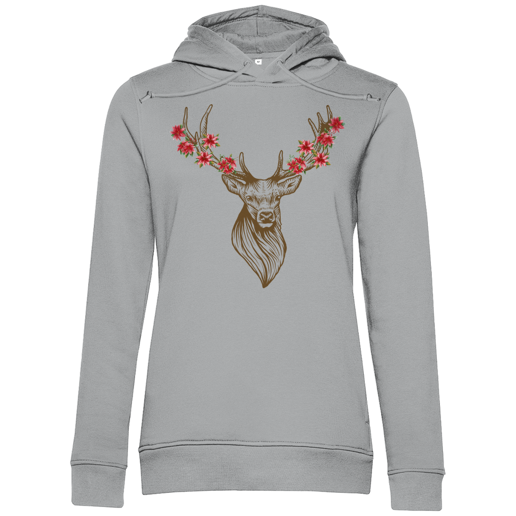 Hirsch mit Blumen | Damen Organic Hoodie
