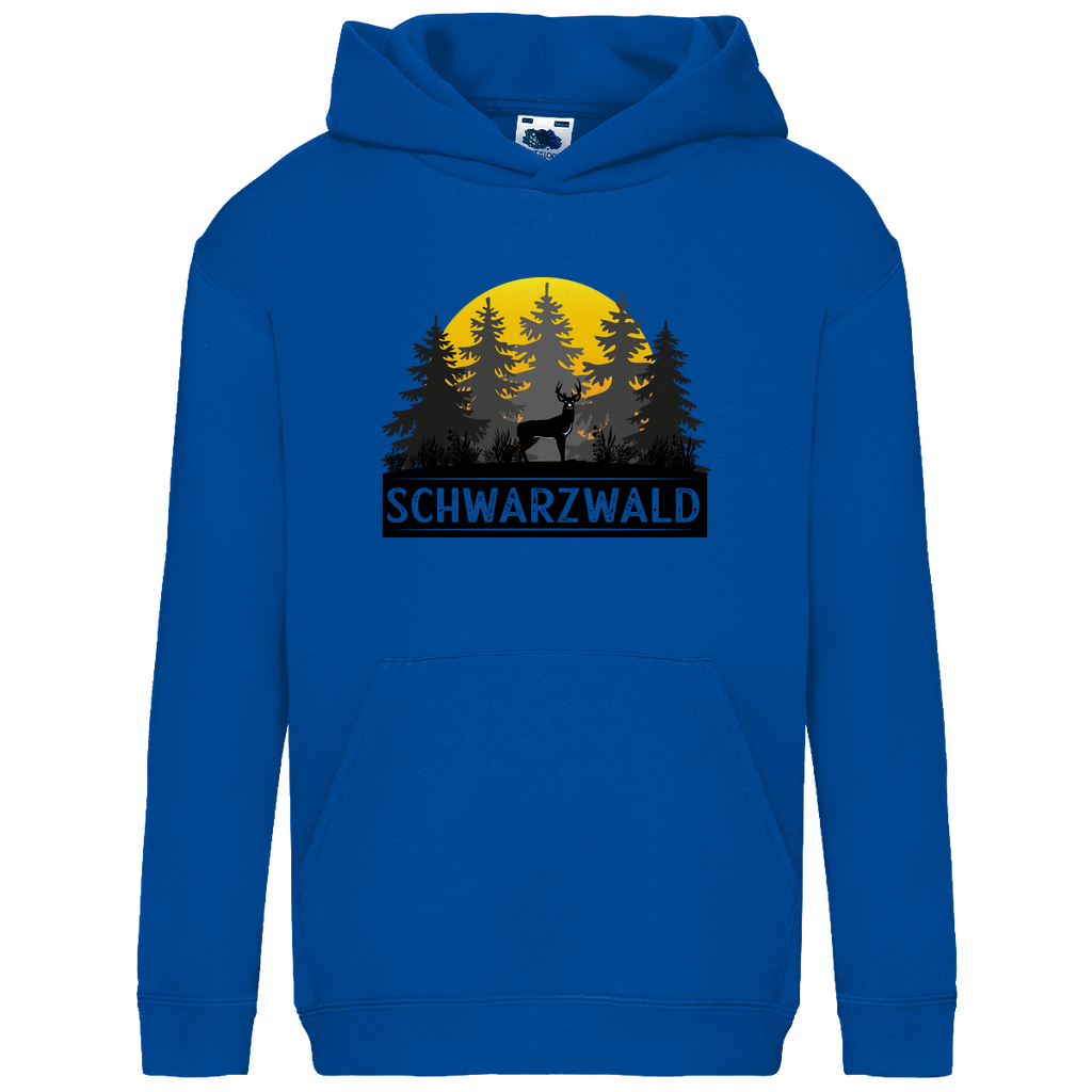 Kids Basic Hoodie Schwarzwald Sonnenuntergang Hirsch