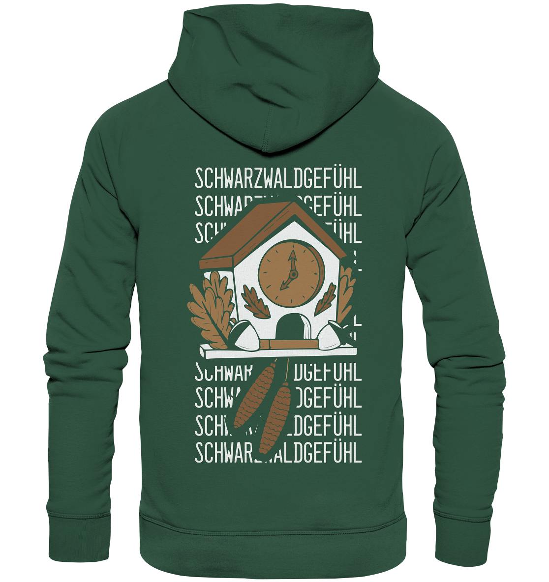Schwarzwaldgefühl Kuckucksuhr | Organic Hoodie Rückendruck