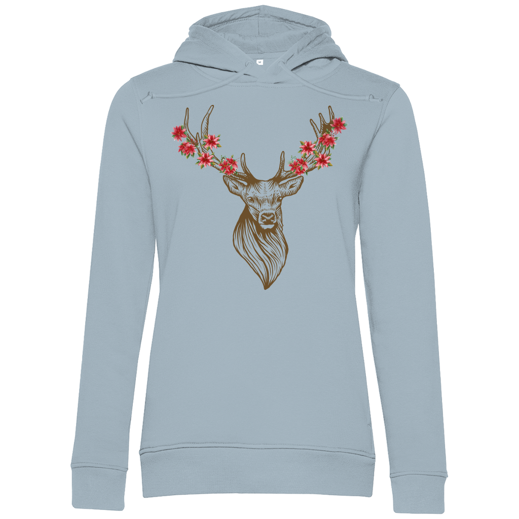 Hirsch mit Blumen | Damen Organic Hoodie