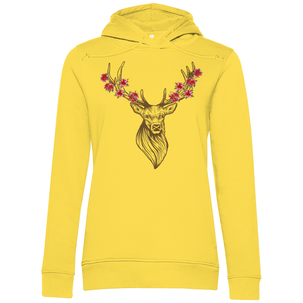 Hirsch mit Blumen | Damen Organic Hoodie
