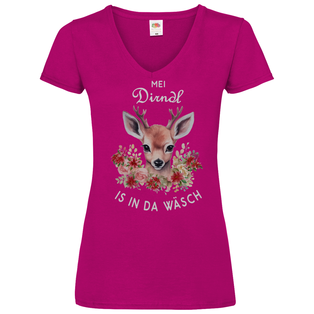 Mei Dirndl is in da Wäsch | Damen V-Neck T-Shirt