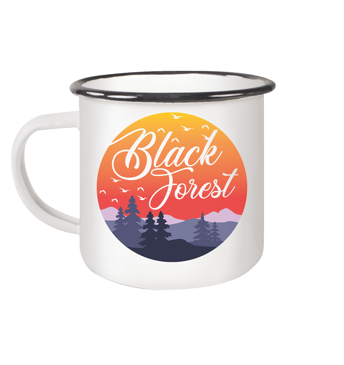 Black Forest Sonnenuntergang | Tasse - Emaille Tasse (Black)
