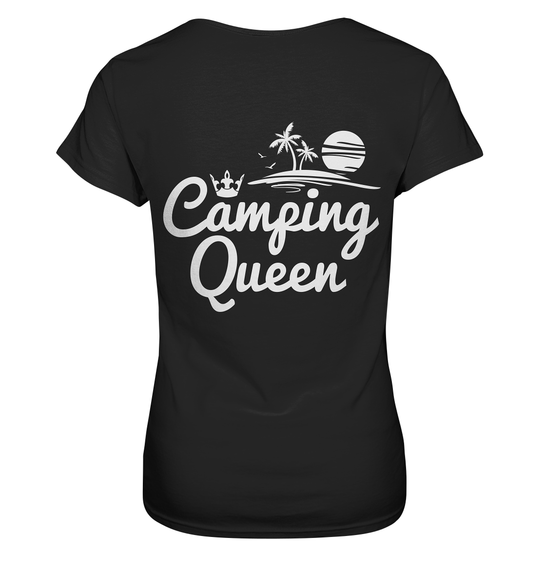 Camping Queen Strand | Organic Damen T-Shirt Rückendruck