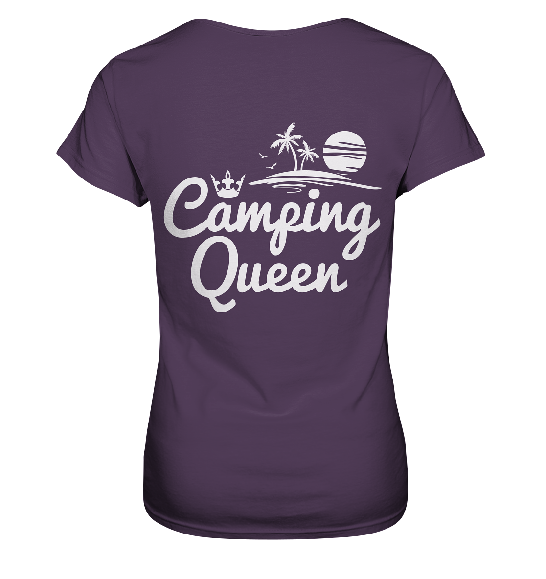 Camping Queen Strand | Organic Damen T-Shirt Rückendruck