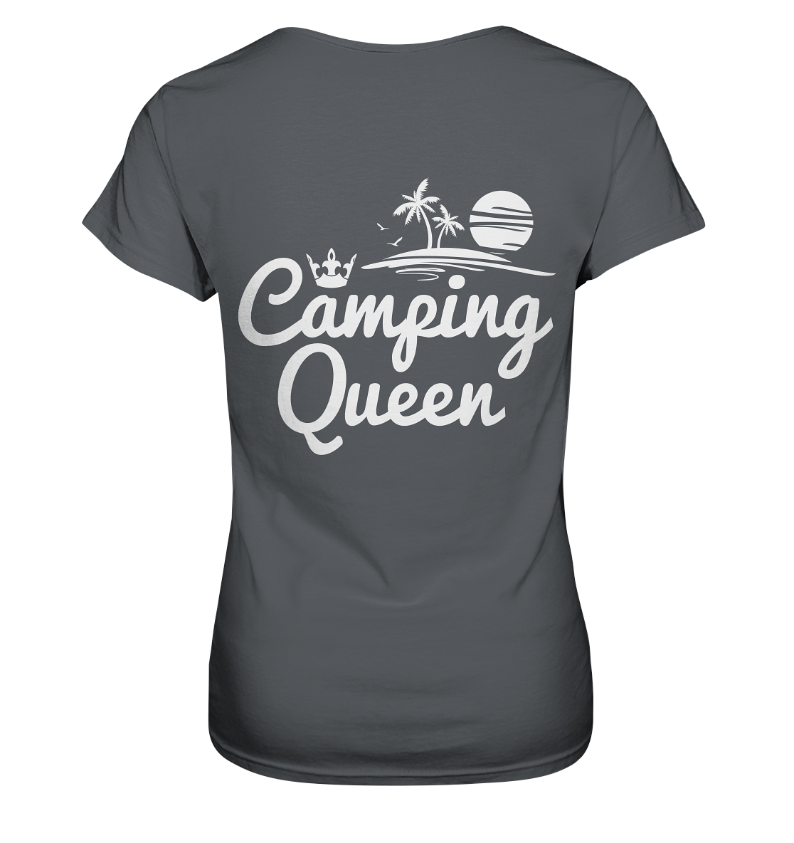 Camping Queen Strand | Organic Damen T-Shirt Rückendruck