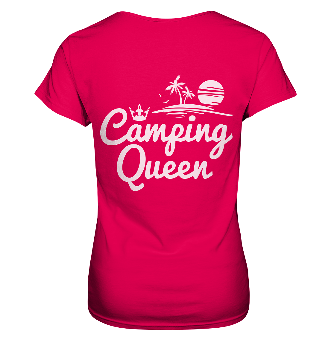 Camping Queen Strand | Organic Damen T-Shirt Rückendruck