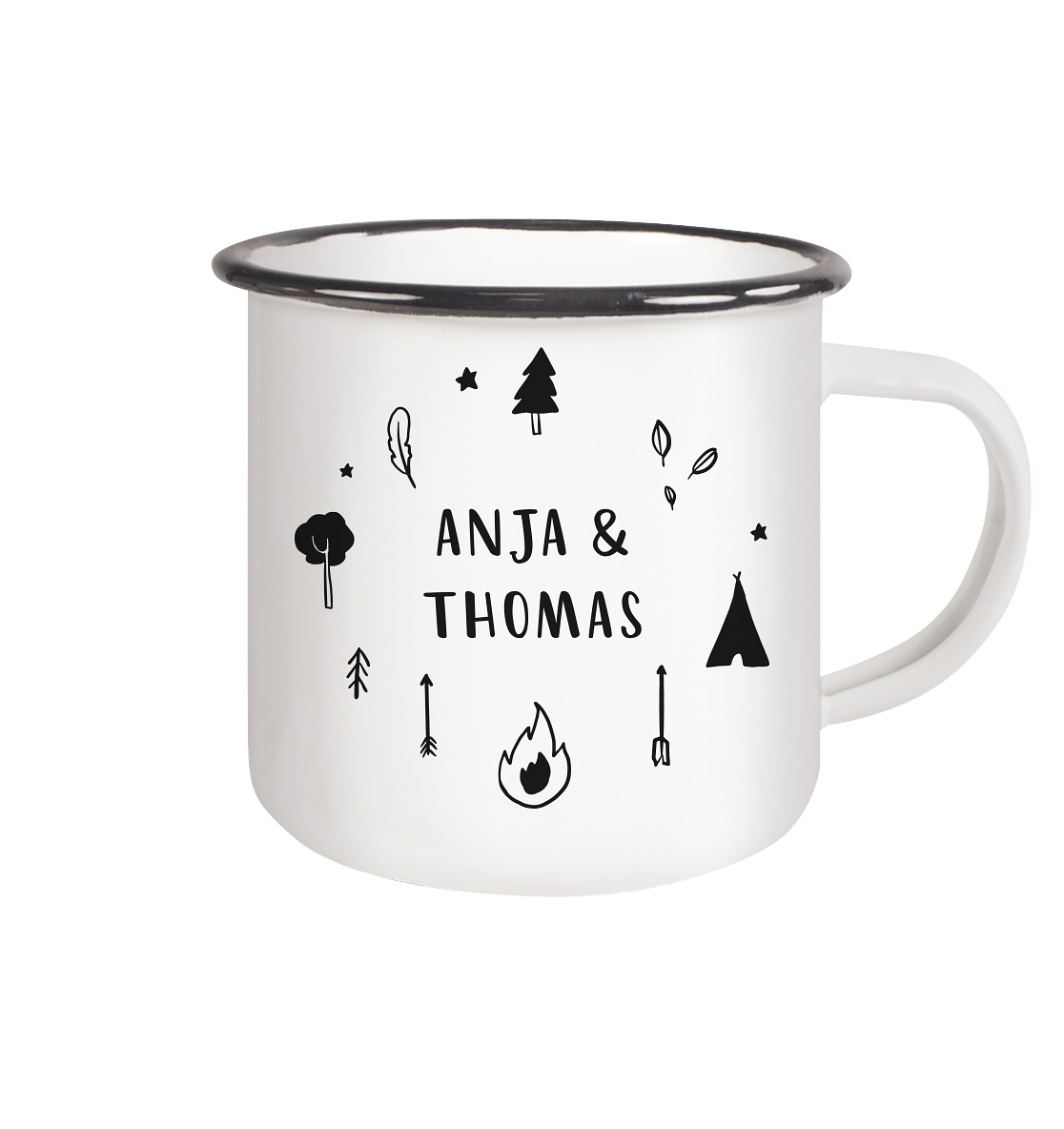 Camping | Emaille Tasse mit deinem Wunschtext