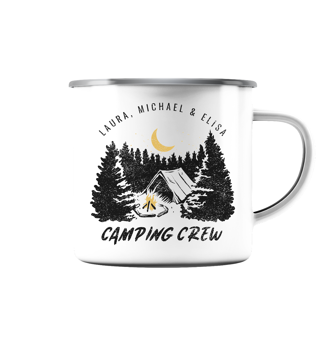 Camping Crew | Emaille Tasse mit deinem Wunschtext