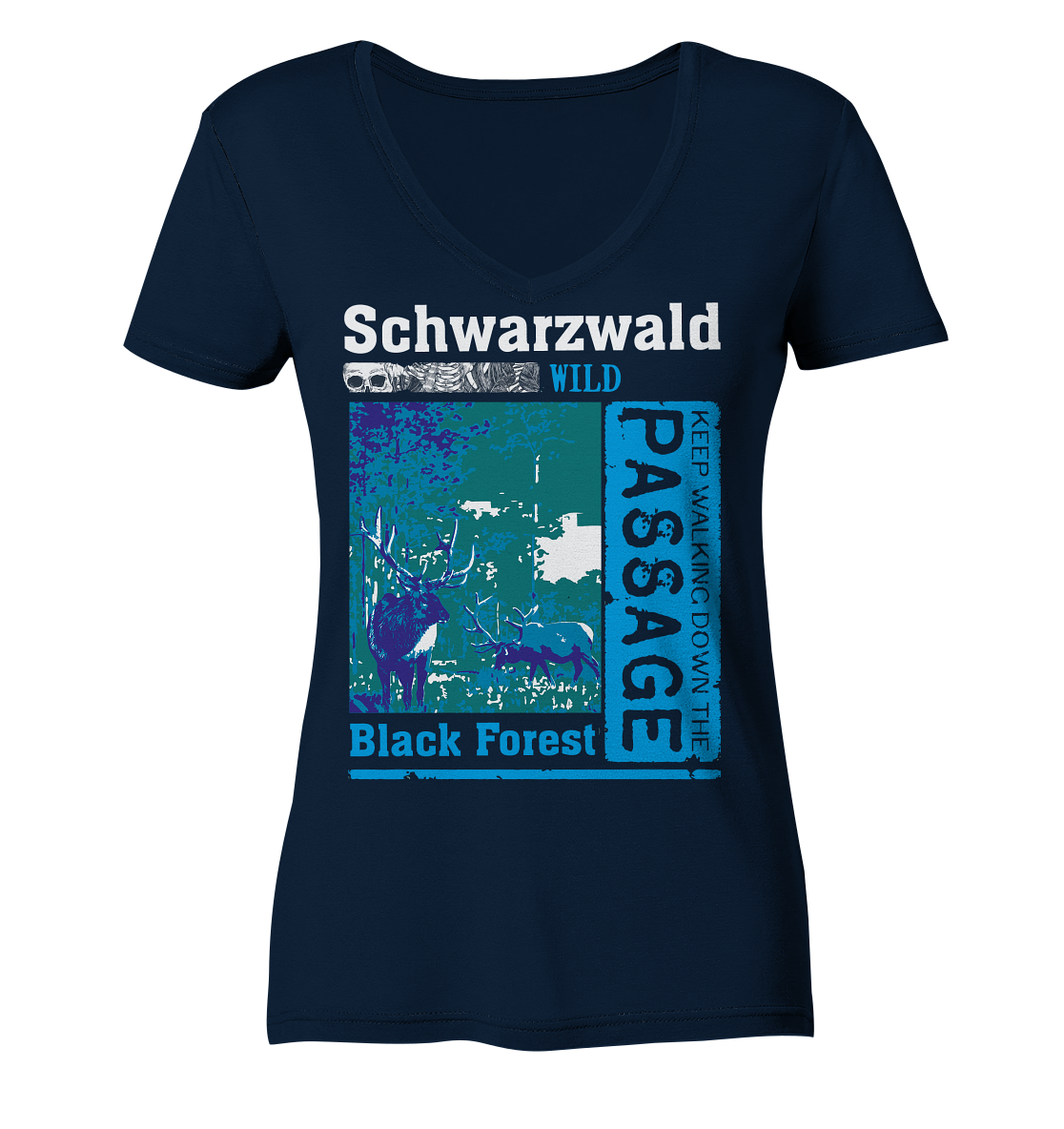Schwarzwald Wild Passage | Damen Bio V-Neck Shirt Organic