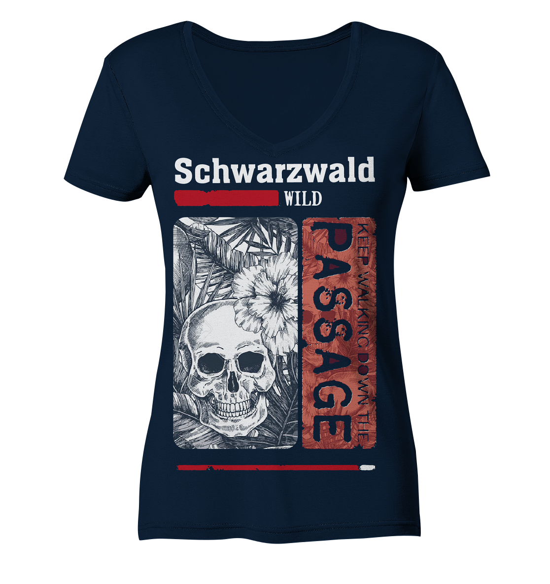 Schwarzwald Wild Passage Skull | Damen Bio V-Neck Shirt Organic