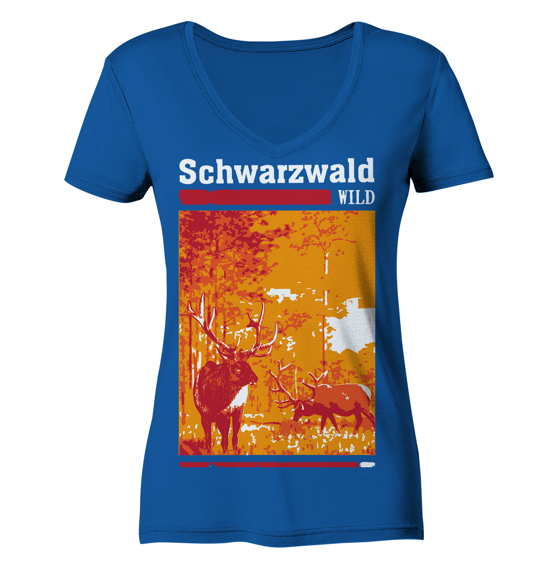 Schwarzwald Wild Hirsch | Damen Bio V-Neck Shirt Organic