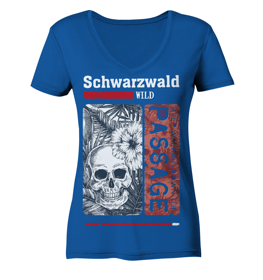 Schwarzwald Wild Passage Skull | Damen Bio V-Neck Shirt Organic