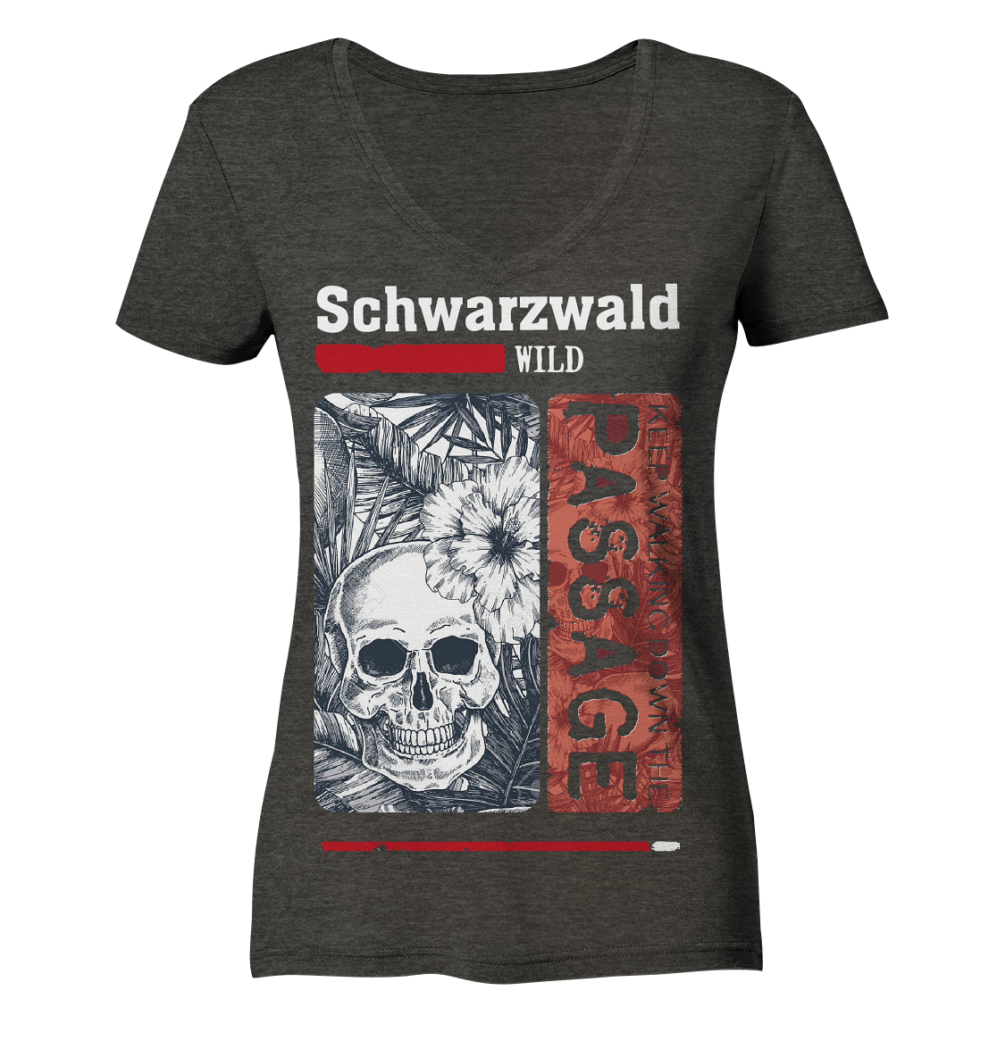 Schwarzwald Wild Passage Skull | Damen Bio V-Neck Shirt Organic