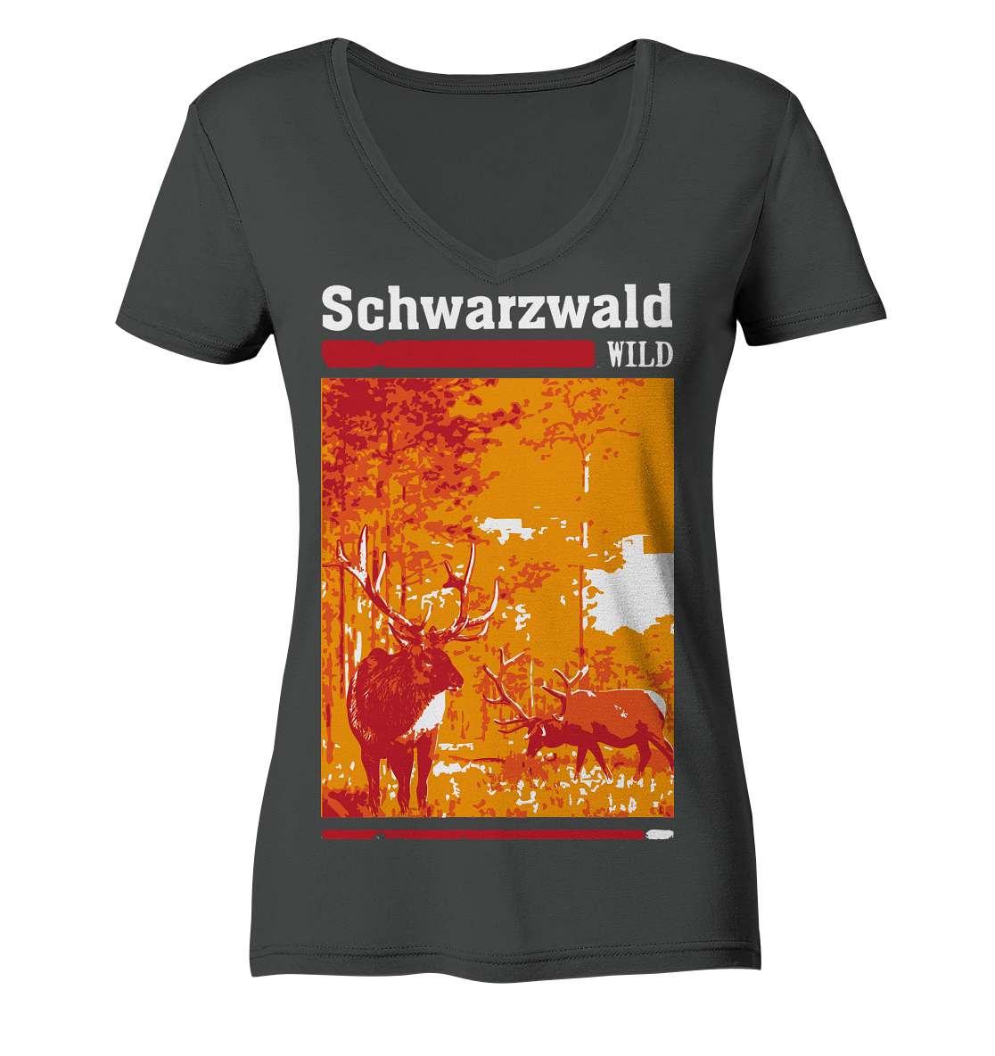 Schwarzwald Wild Hirsch | Damen Bio V-Neck Shirt Organic