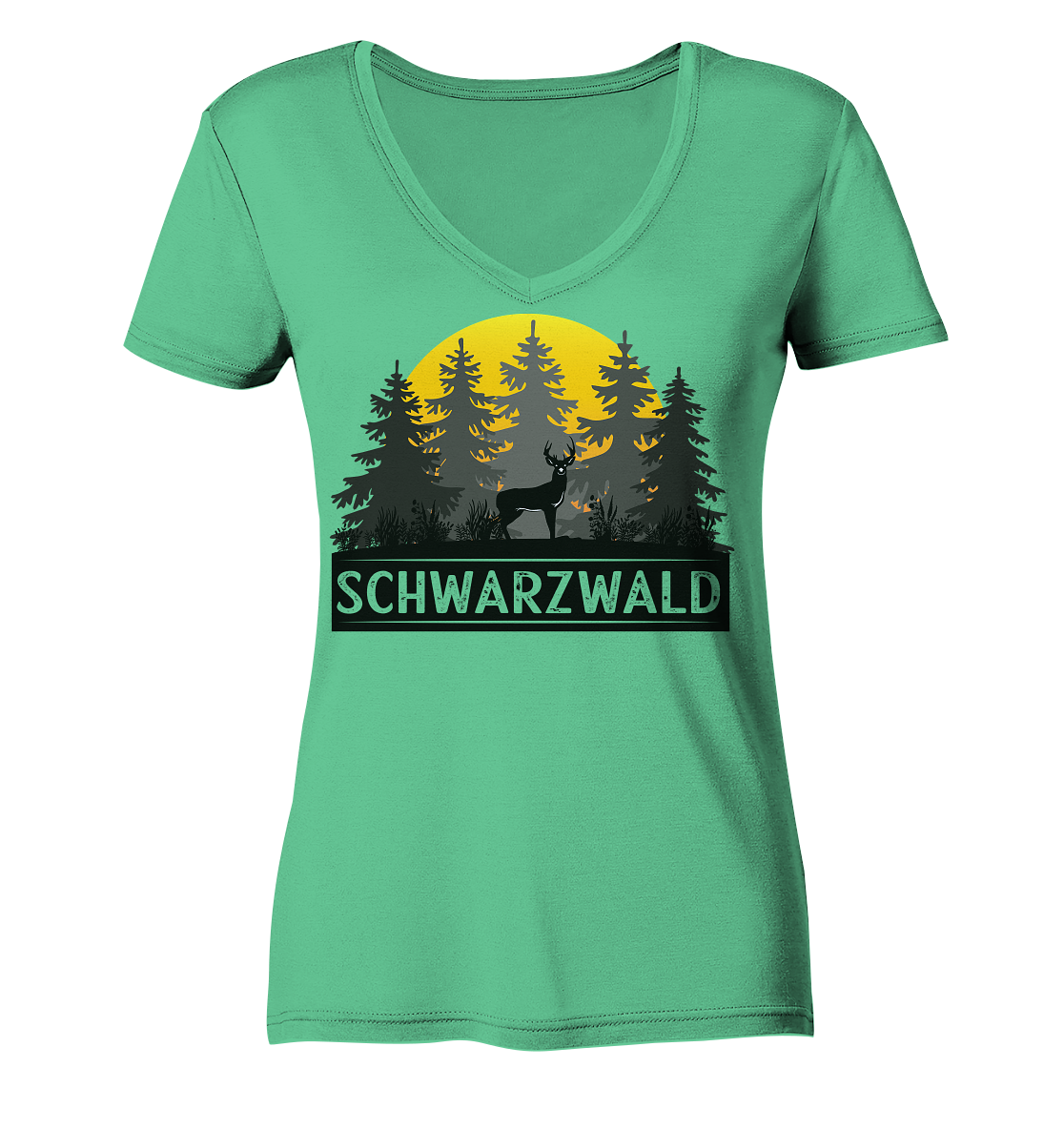 Schwarzwald Sonnenuntergang | Bio Damen V-Neck Shirt Organic