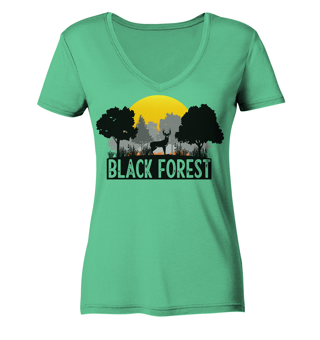 Black Forest Sonnenuntergang | Bio Damen V-Neck Shirt Organic