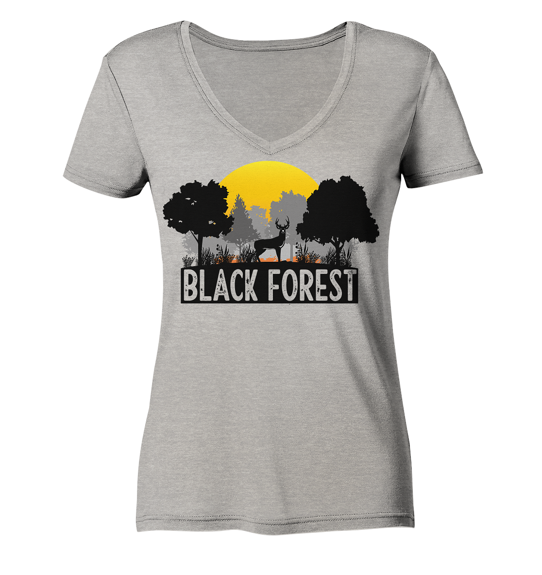 Black Forest Sonnenuntergang | Bio Damen V-Neck Shirt Organic