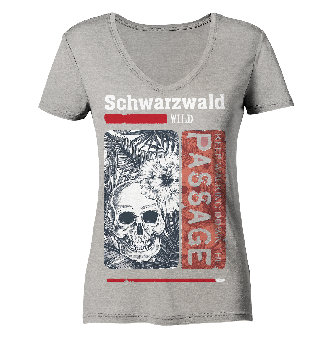 Schwarzwald Wild Passage Skull | Damen Bio V-Neck Shirt Organic