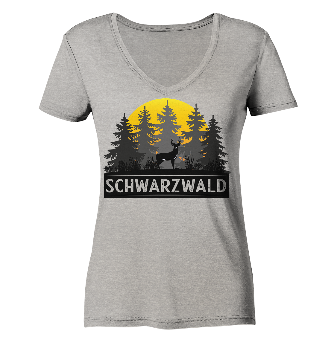 Schwarzwald Sonnenuntergang | Bio Damen V-Neck Shirt Organic