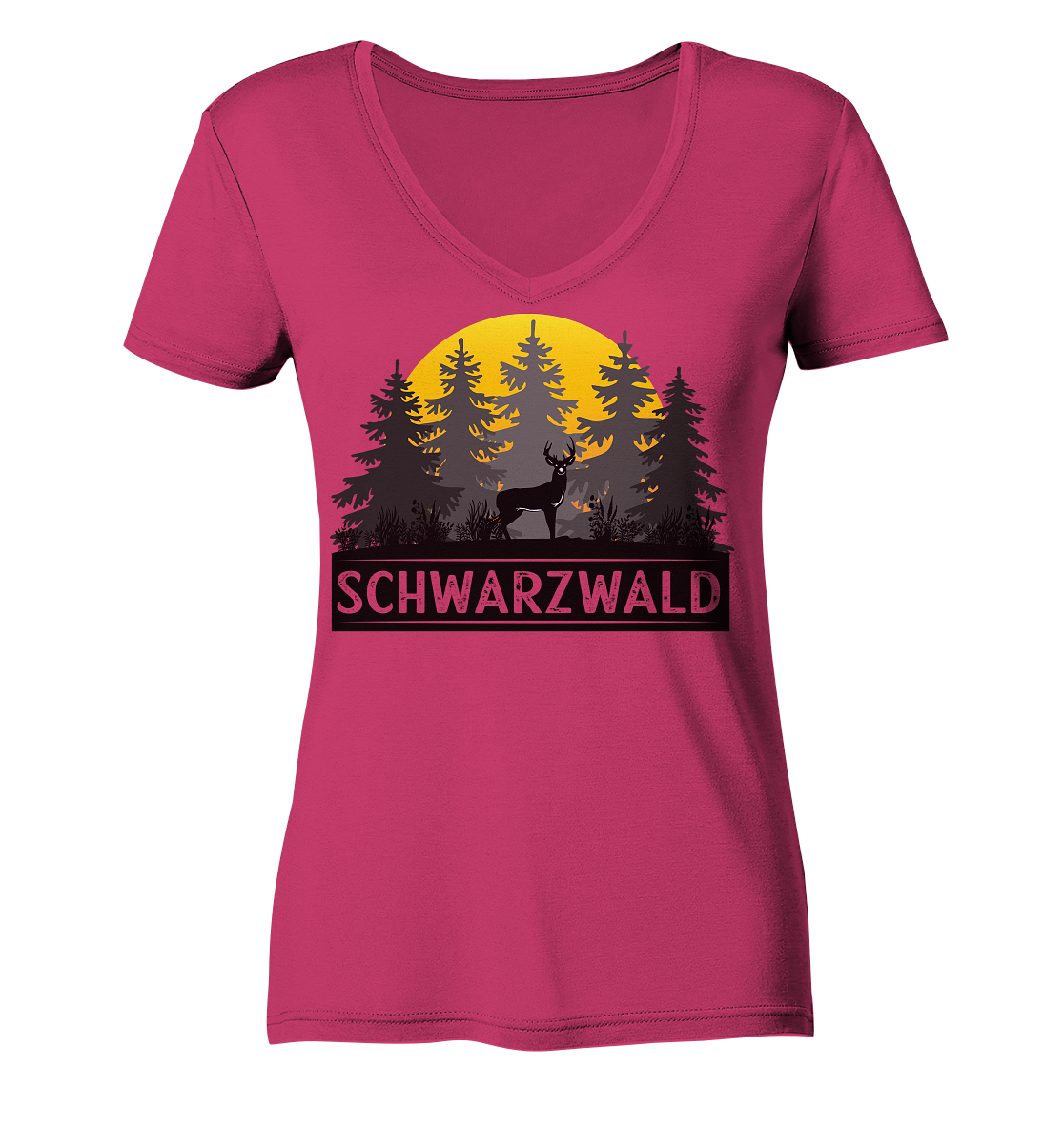 Schwarzwald Sonnenuntergang | Bio Damen V-Neck Shirt Organic