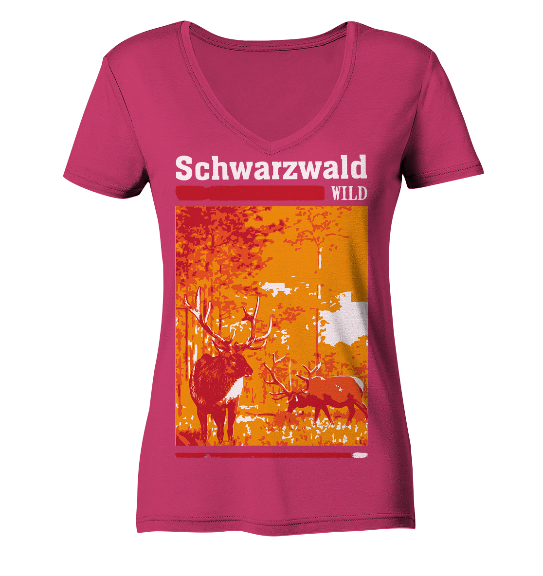 Schwarzwald Wild Hirsch | Damen Bio V-Neck Shirt Organic
