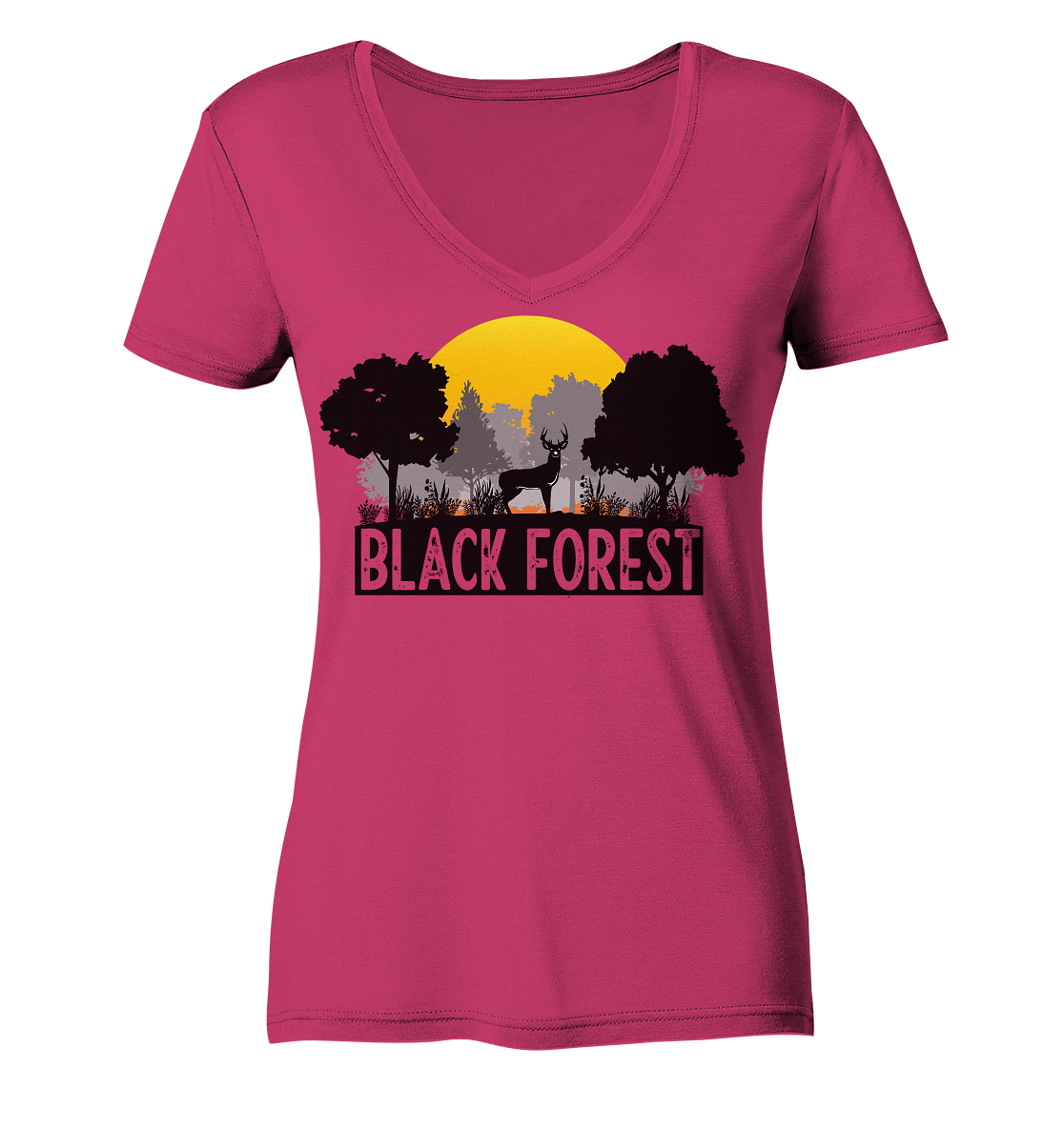 Black Forest Sonnenuntergang | Bio Damen V-Neck Shirt Organic