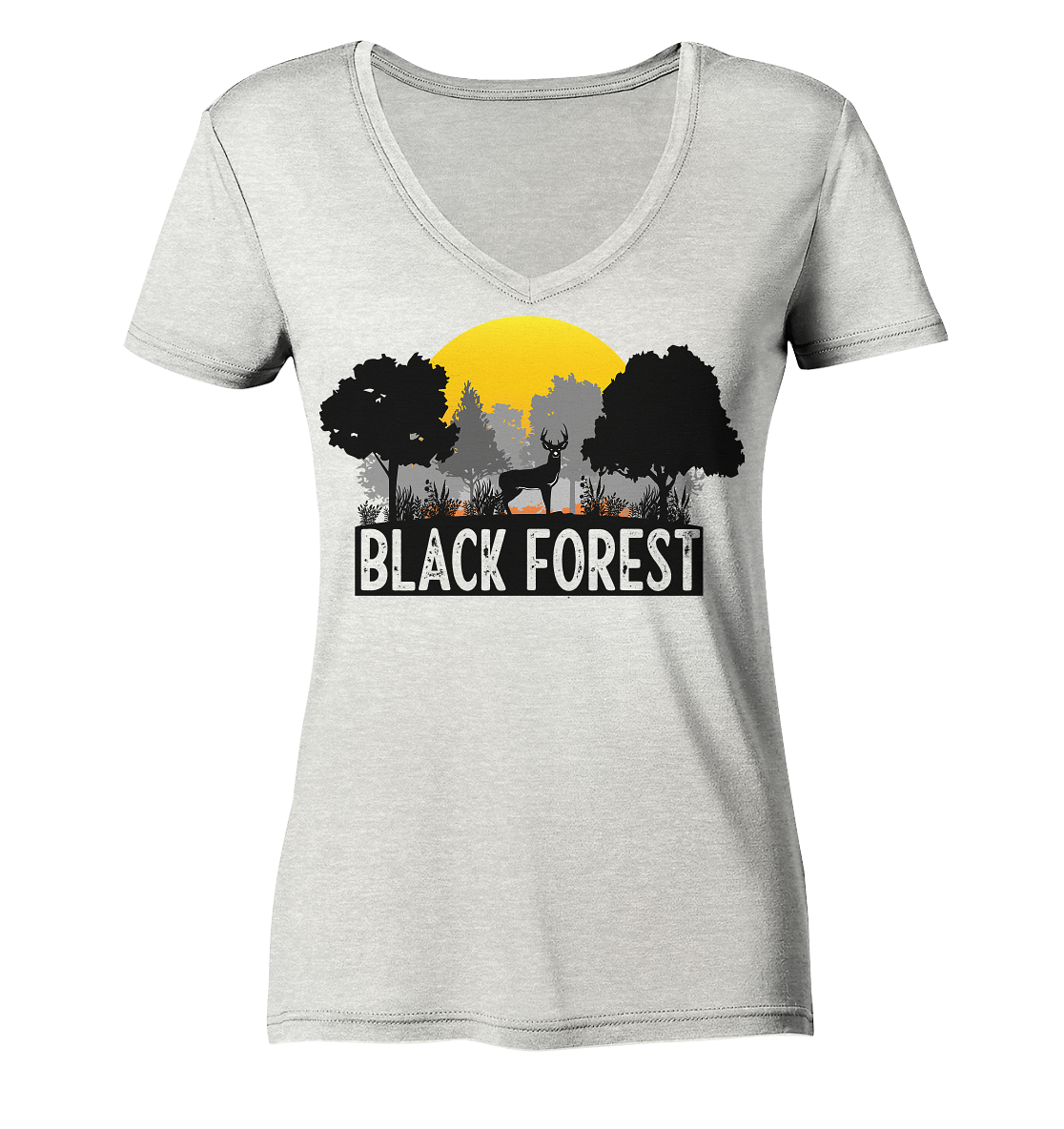Black Forest Sonnenuntergang | Bio Damen V-Neck Shirt Organic