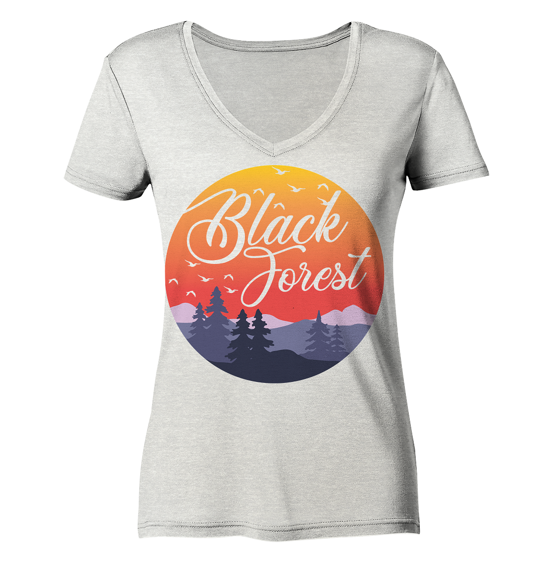 Black Forest Sunset | Damen Bio Organic V-Neck T-Shirt