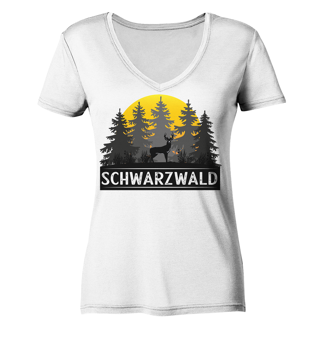 Schwarzwald Sonnenuntergang | Bio Damen V-Neck Shirt Organic