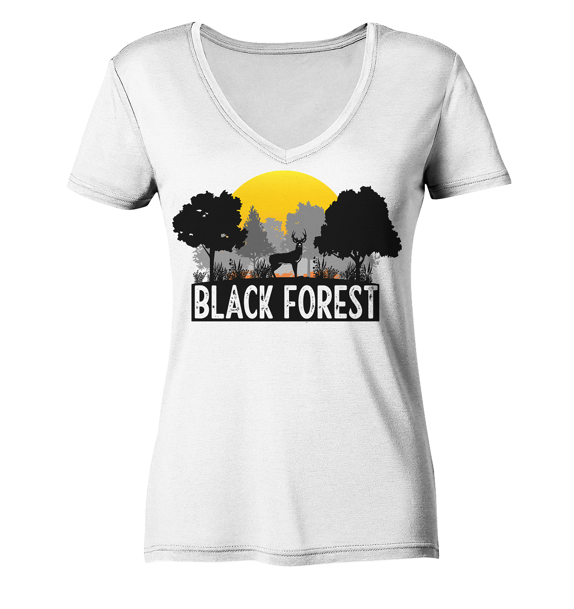 Black Forest Sonnenuntergang | Bio Damen V-Neck Shirt Organic
