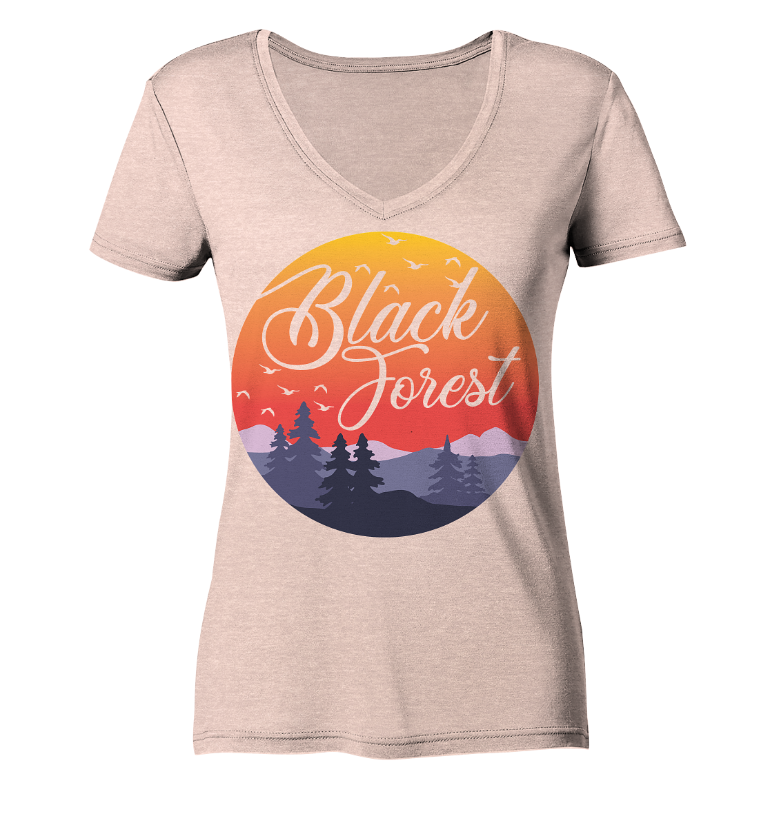 Black Forest Sunset | Damen Bio Organic V-Neck T-Shirt