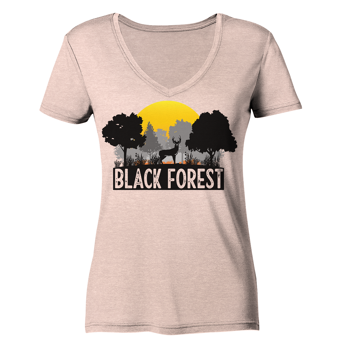 Black Forest Sonnenuntergang | Bio Damen V-Neck Shirt Organic