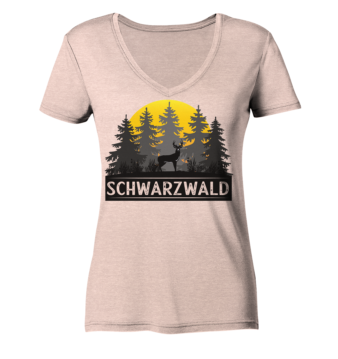 Schwarzwald Sonnenuntergang | Bio Damen V-Neck Shirt Organic