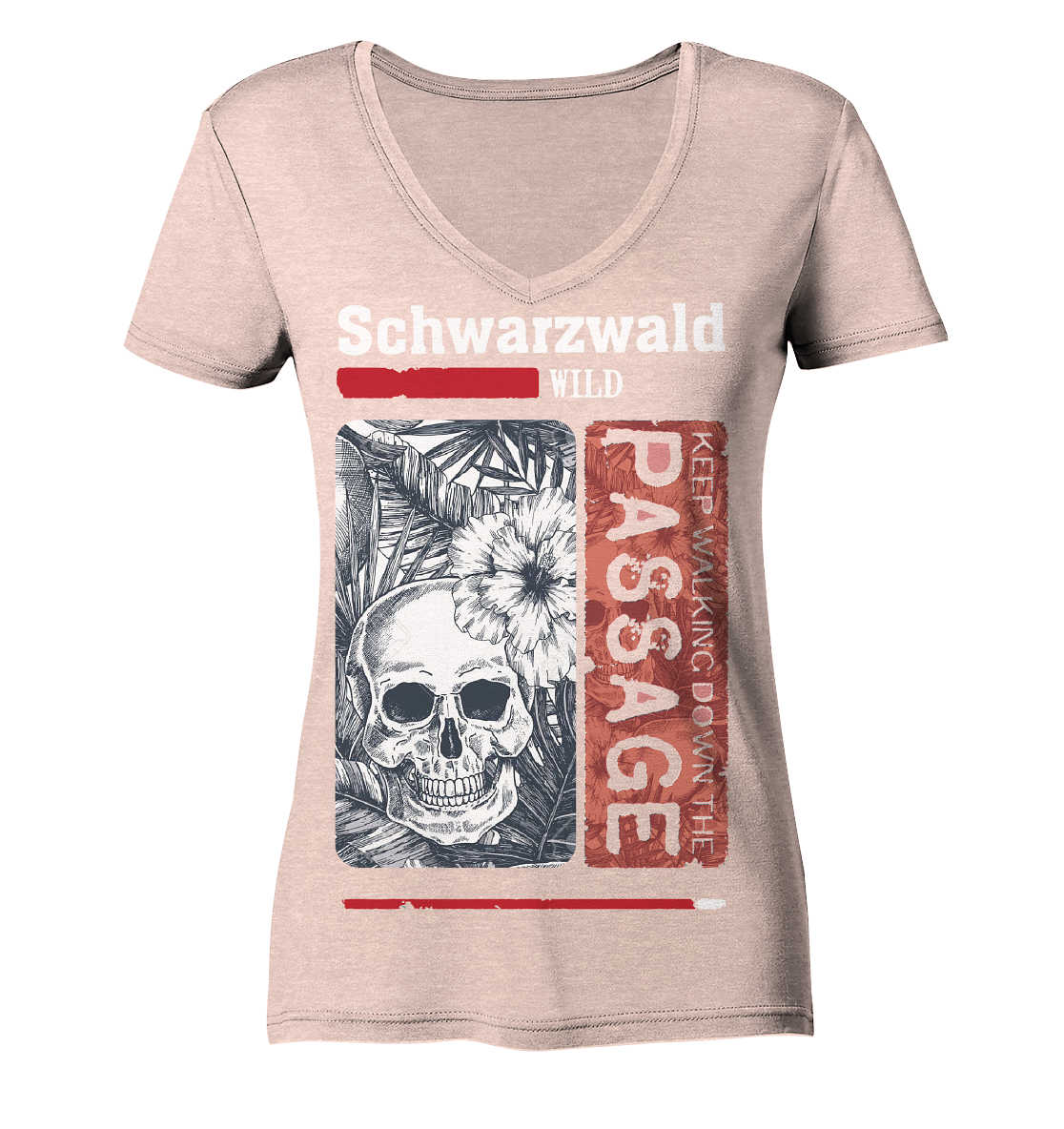 Schwarzwald Wild Passage Skull | Damen Bio V-Neck Shirt Organic