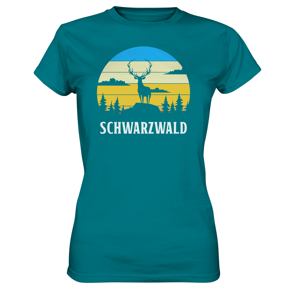 Schwarzwald Hirsch Sonnenuntergang | Damen Premium T-Shirt