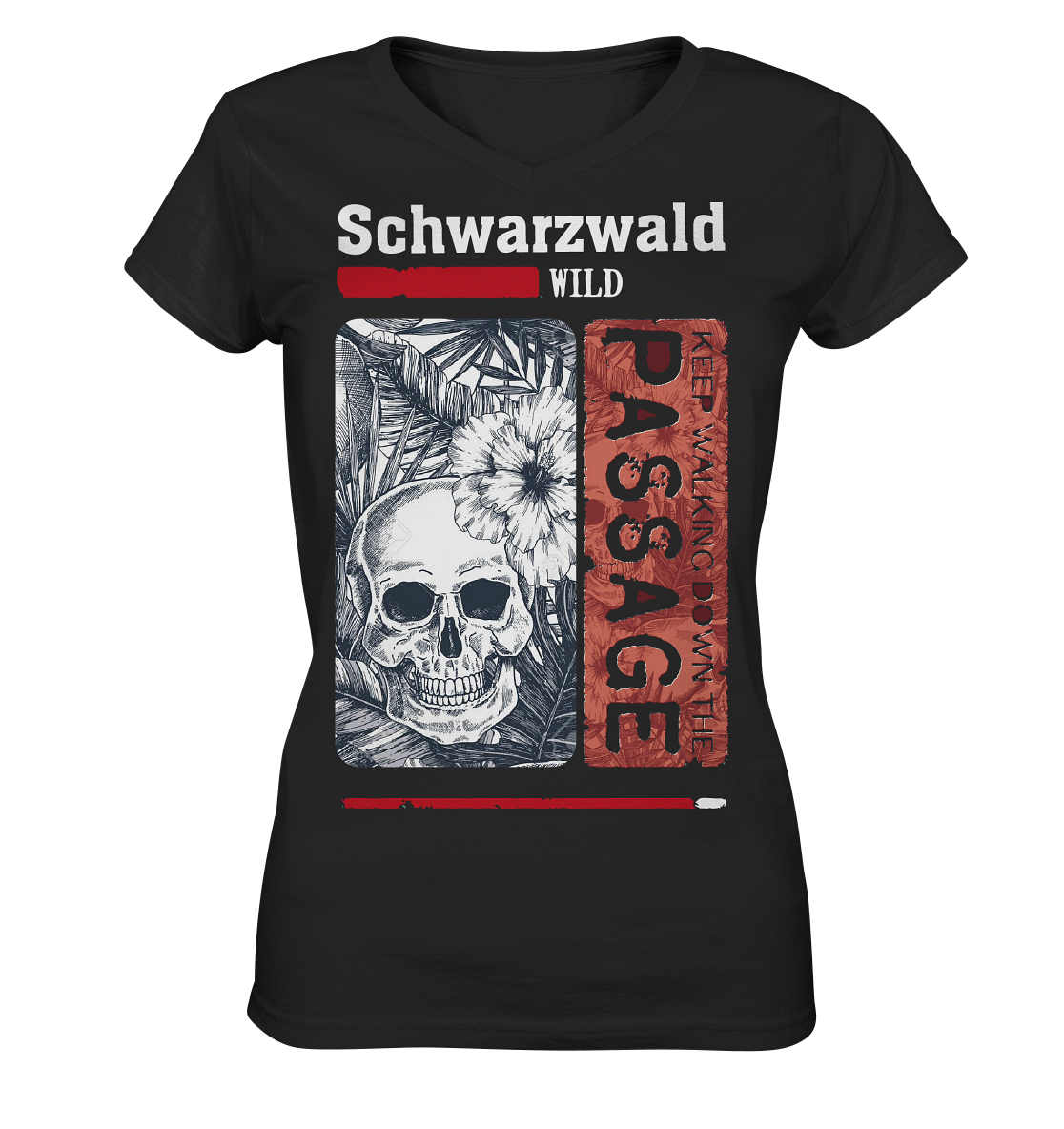 Schwarzwald Wild Passage Skull | Damen V-Neck Shirt