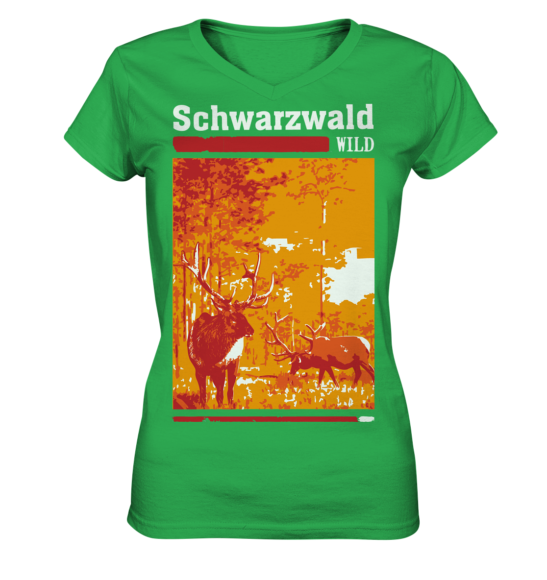 Schwarzwald Wild Hirsch | Damen V-Neck Shirt