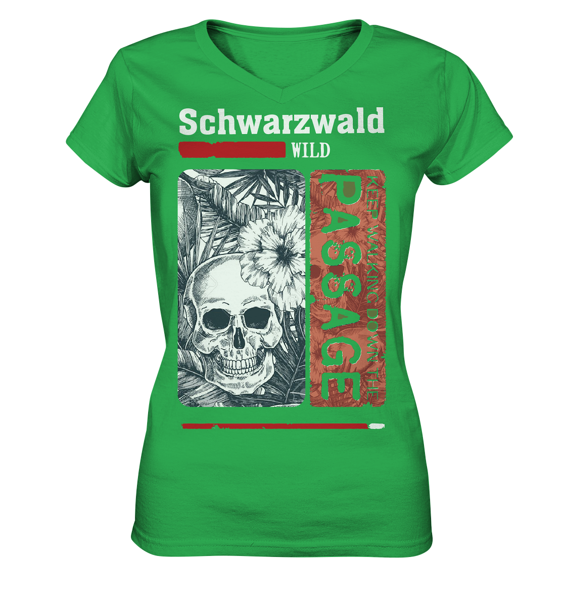 Schwarzwald Wild Passage Skull | Damen V-Neck Shirt