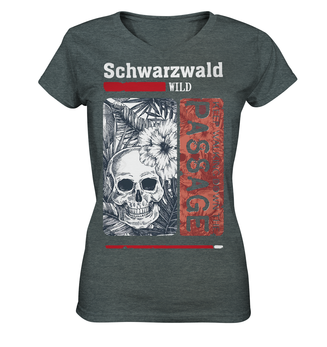 Schwarzwald Wild Passage Skull | Damen V-Neck Shirt