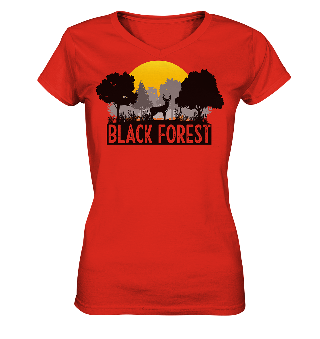 Black Forest Sonnenuntergang | Damen V-Neck Shirt