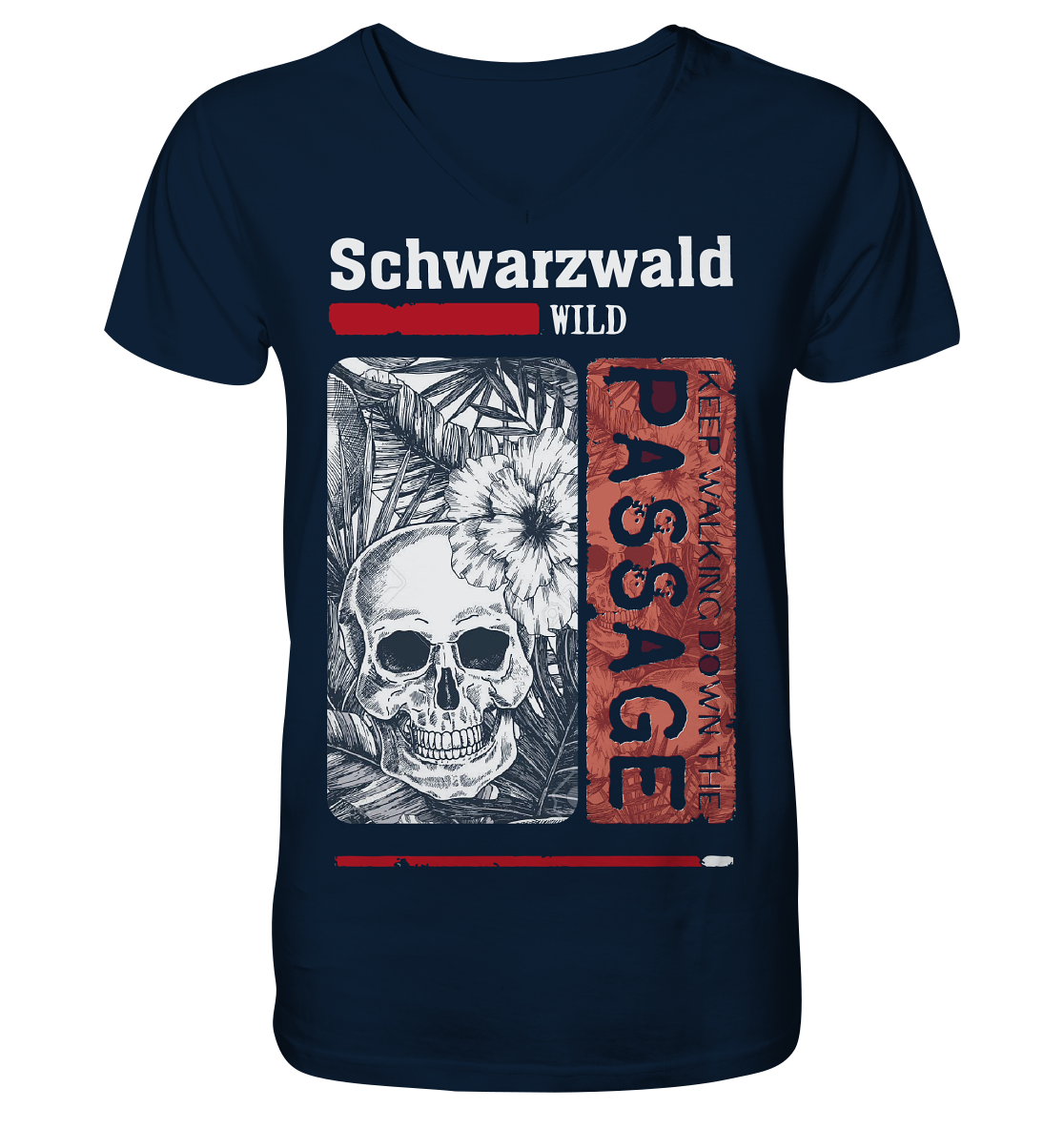 Schwarzwald Wild Passage Skull | Herren Bio V-Neck Shirt Organic