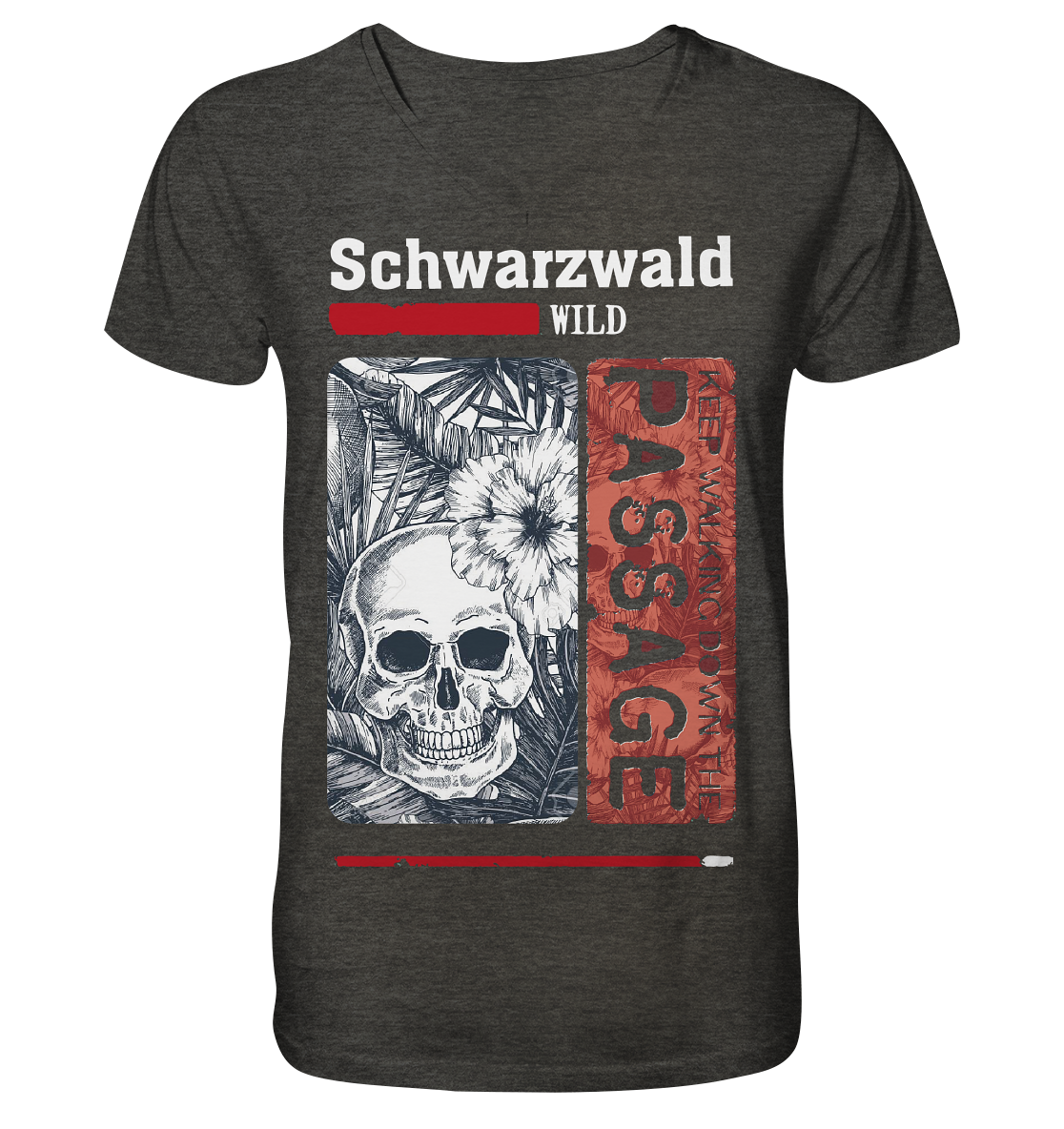 Schwarzwald Wild Passage Skull | Herren Bio V-Neck Shirt Organic