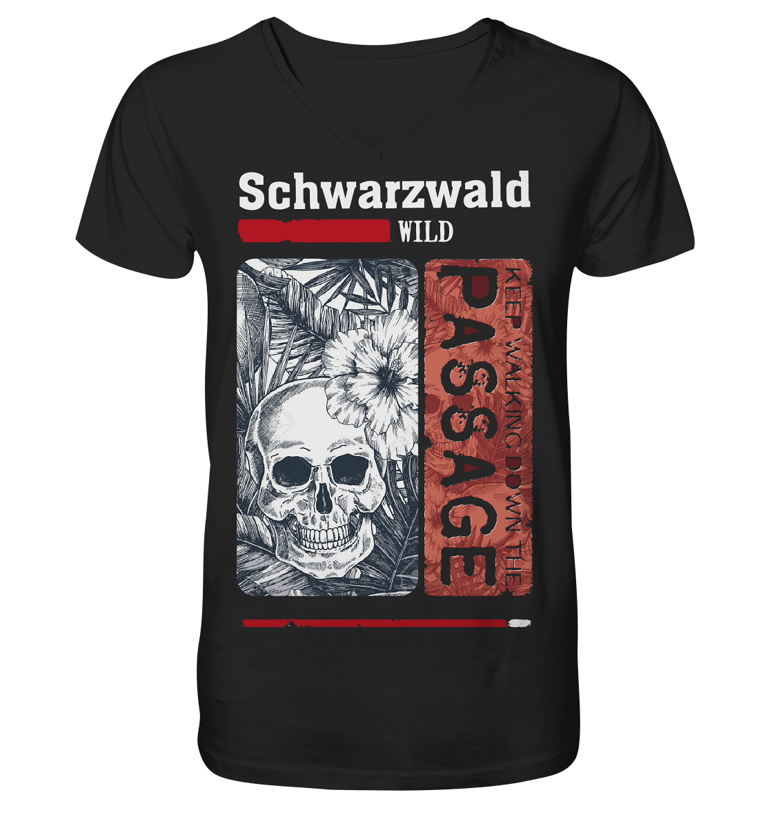 Schwarzwald Wild Passage Skull | Herren Bio V-Neck Shirt Organic