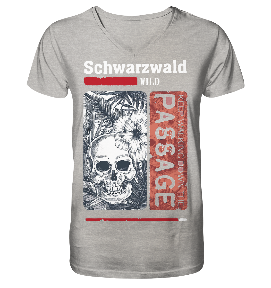 Schwarzwald Wild Passage Skull | Herren Bio V-Neck Shirt Organic