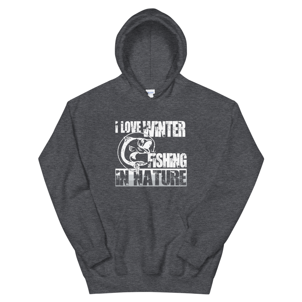 I Love Winter Fishing In Nature | Organic Hoodie