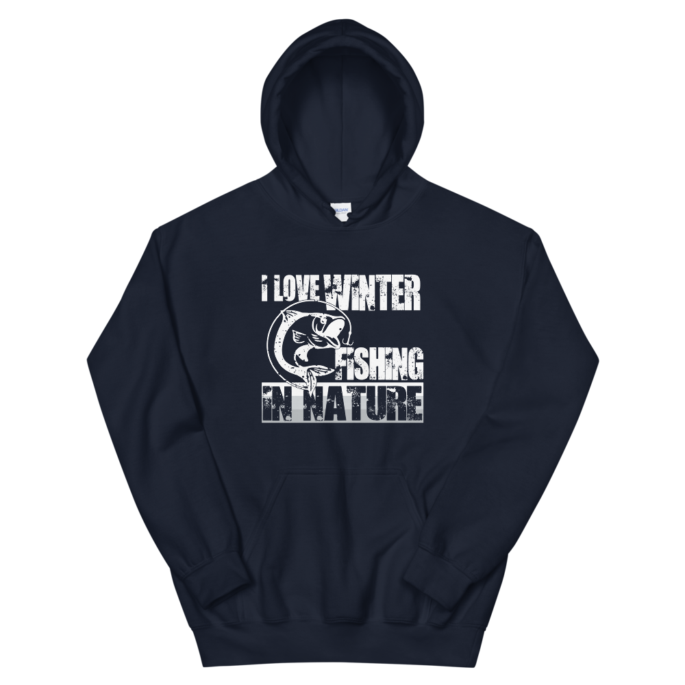 I Love Winter Fishing In Nature | Organic Hoodie
