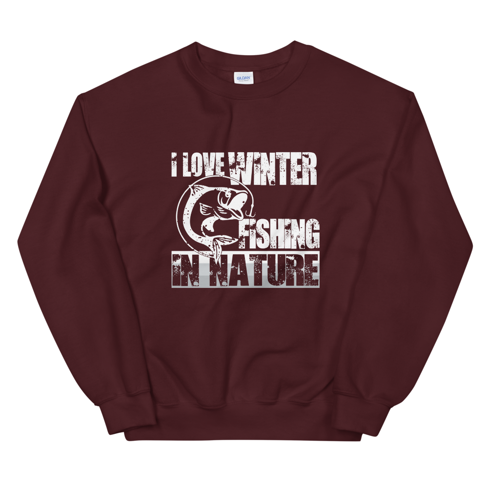 I Love Winter Fishing In Nature | Organic Sweatshirt